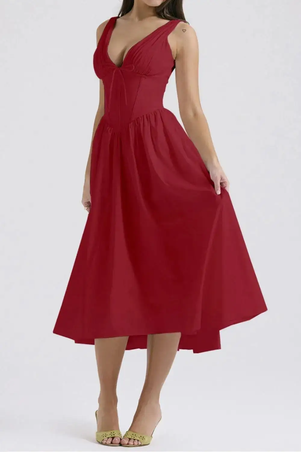 Modern V Neck Sleeveless Casual Dress