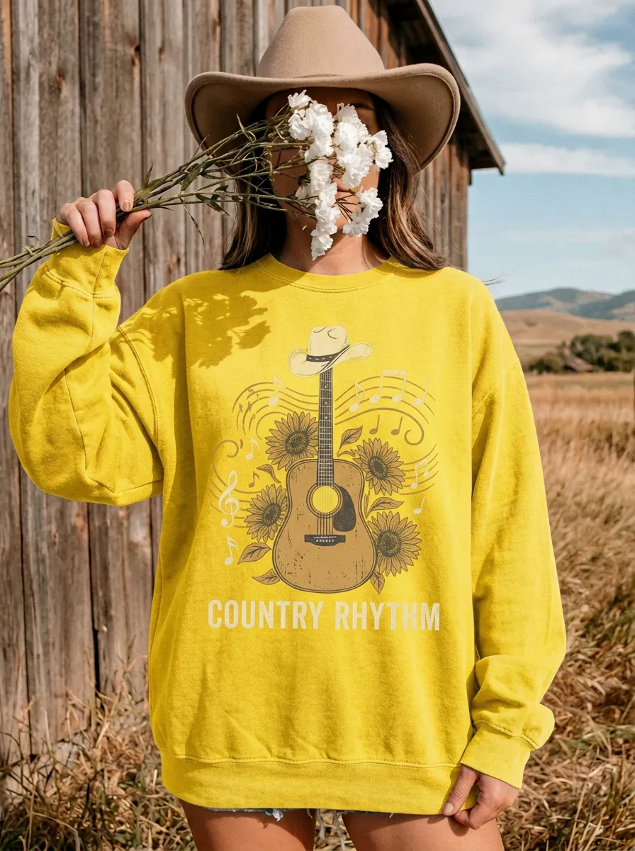 Sunflower Women's Country Music Crew Neck Sweatshirt