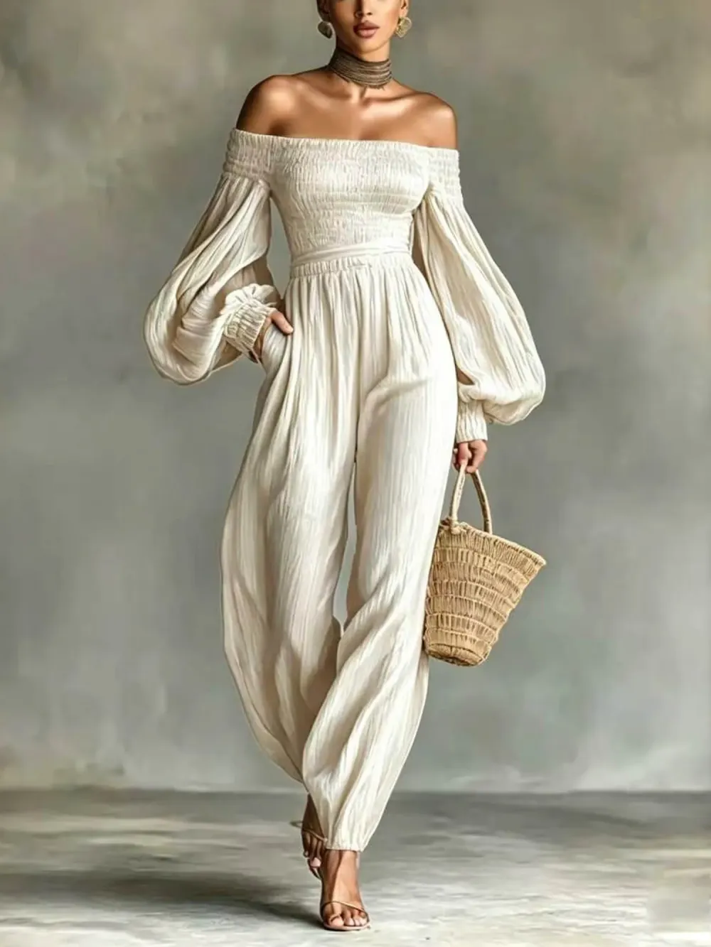 Genesis Balloon Sleeve Ruch Jumpsuit