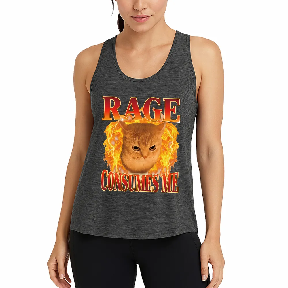 Rage Consumes Me Edgy Funny Cat Meme Athletic Tank