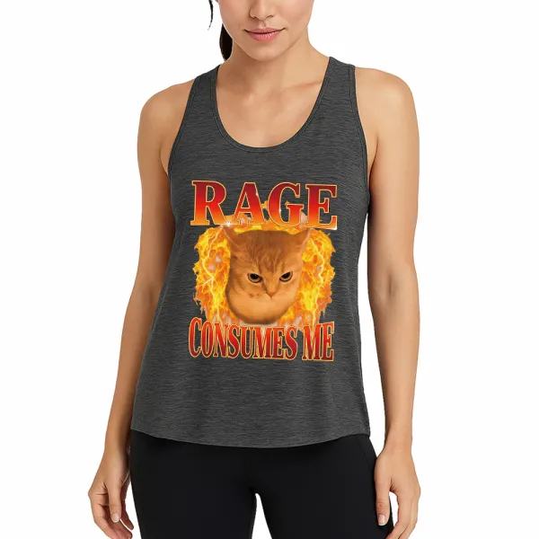 Rage Consumes Me Edgy Funny Cat Meme Athletic Tank