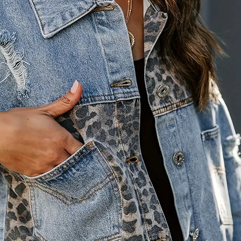 Cropped Distressed Denim Jacket