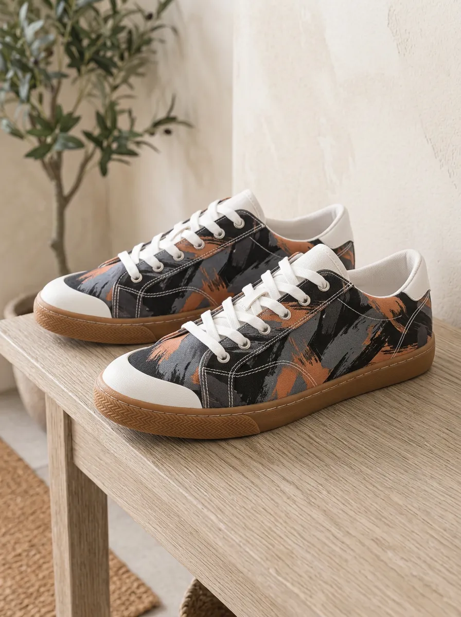 Men's Street Abstract Brushstroke Pattern Patterned Canvas Shoes