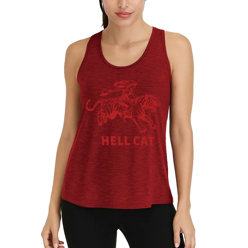 Retro Cowgirl Hell Cat Athletic Tank