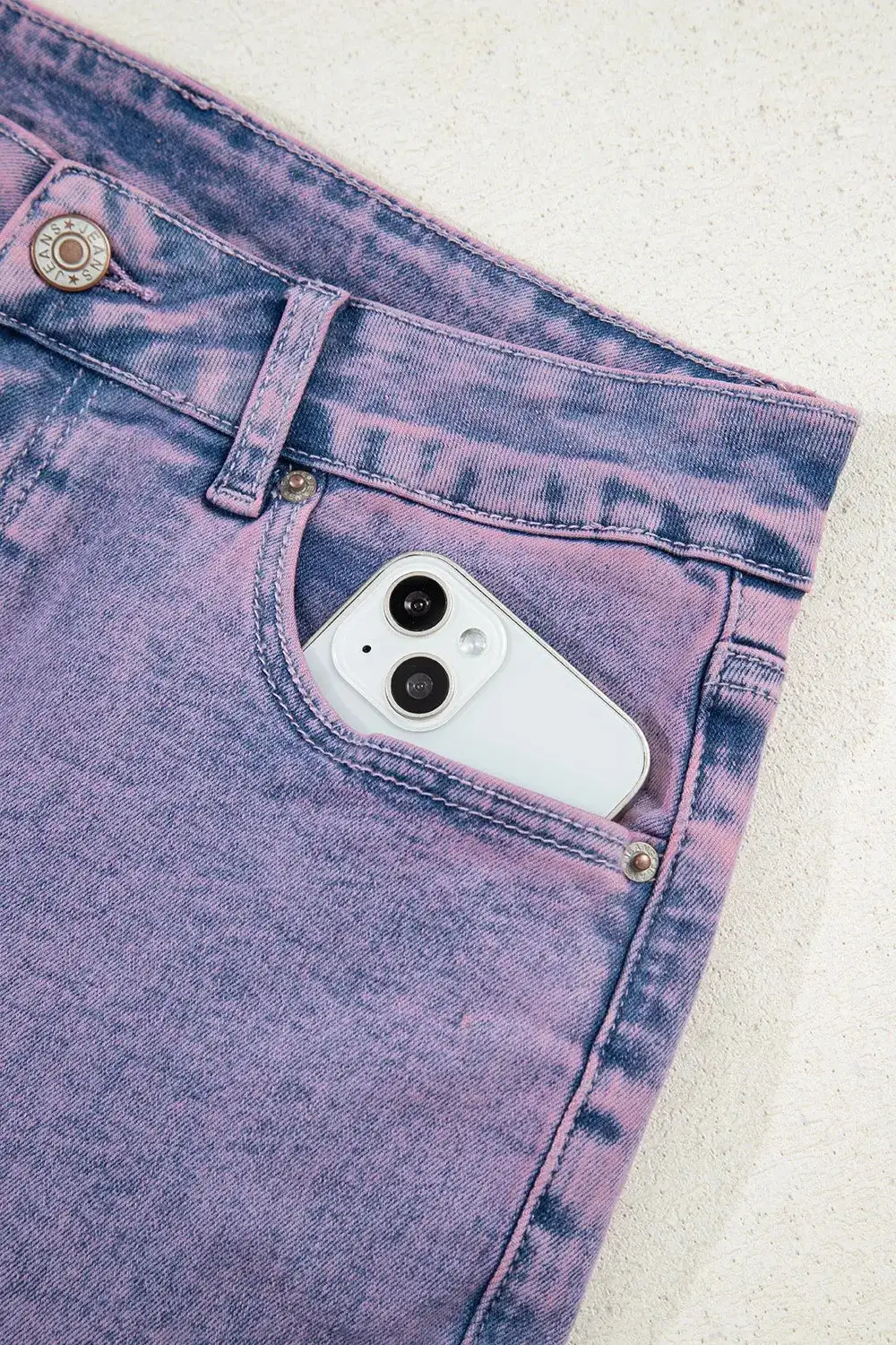 Raw Hem Washed Denim Jeans