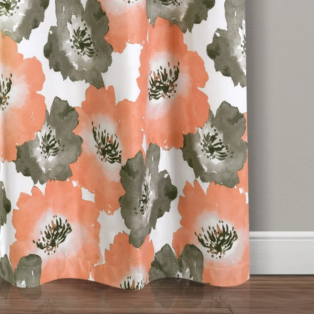 Farmhouse Floral Full Blackout Grommet Curtain Panel Set