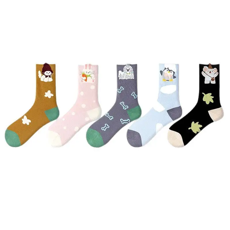 Playful Animal Character Crew Socks
