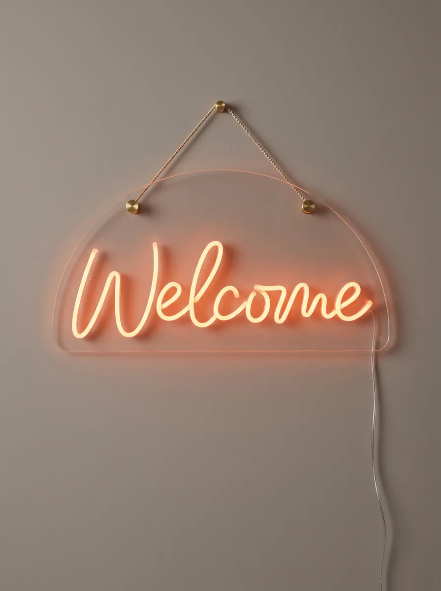 Script Acrylic Hanging Welcome Neon Sign