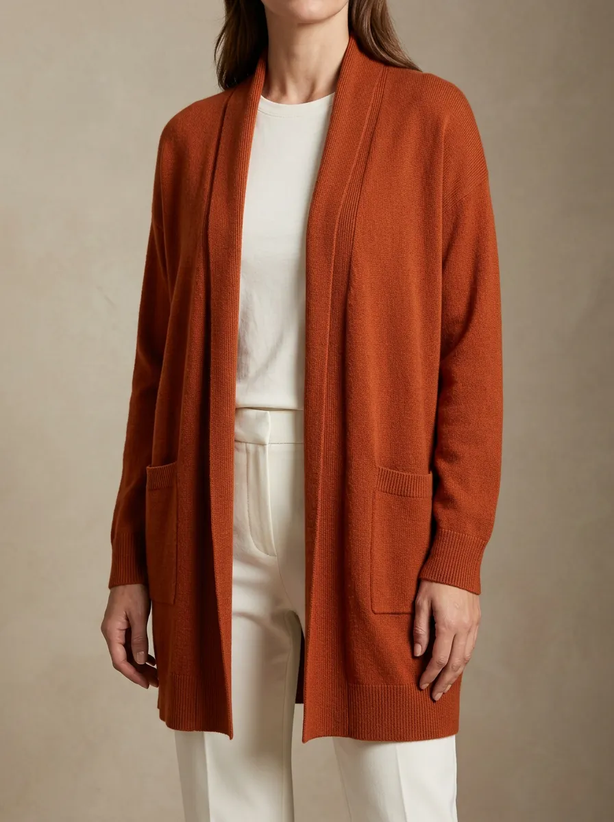 Tailored Open-Front Knit Cardigan