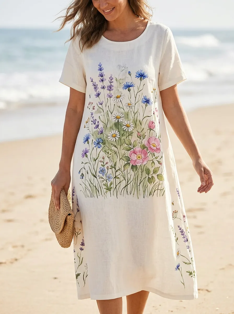 Women's Floral Nature Lover Wildflower Printed Dress