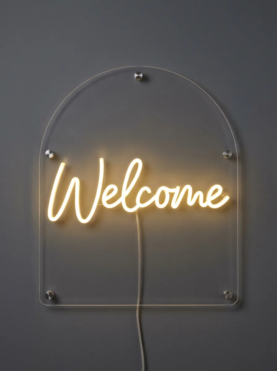 Cursive Script Acrylic Welcome Neon Sign