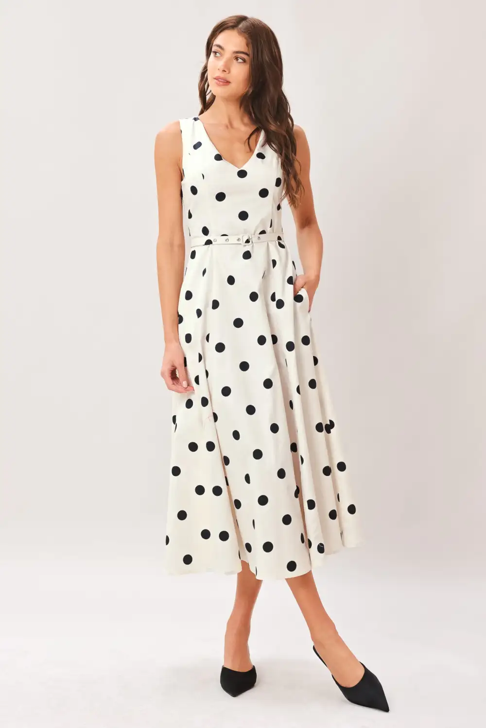 Classic Sleeveless Cotton Printed Midi Dress