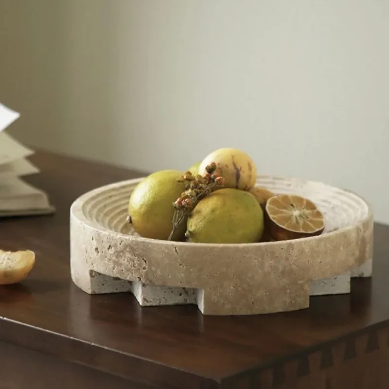 Travertine Pedestal Tray
