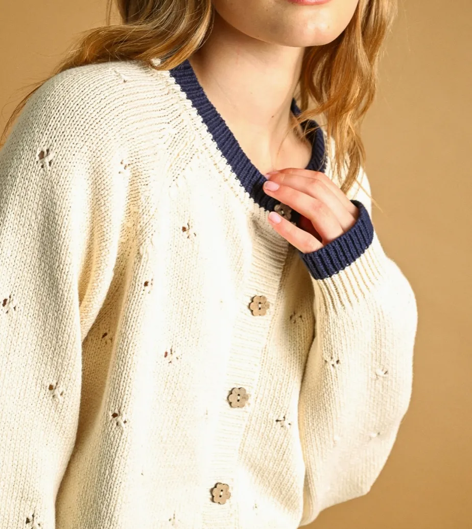 Pointelle Knit Cardigan