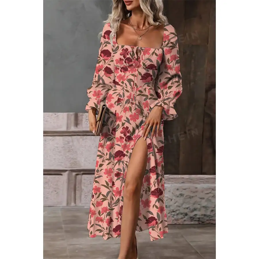 Flounce Sleeve Midi Dress