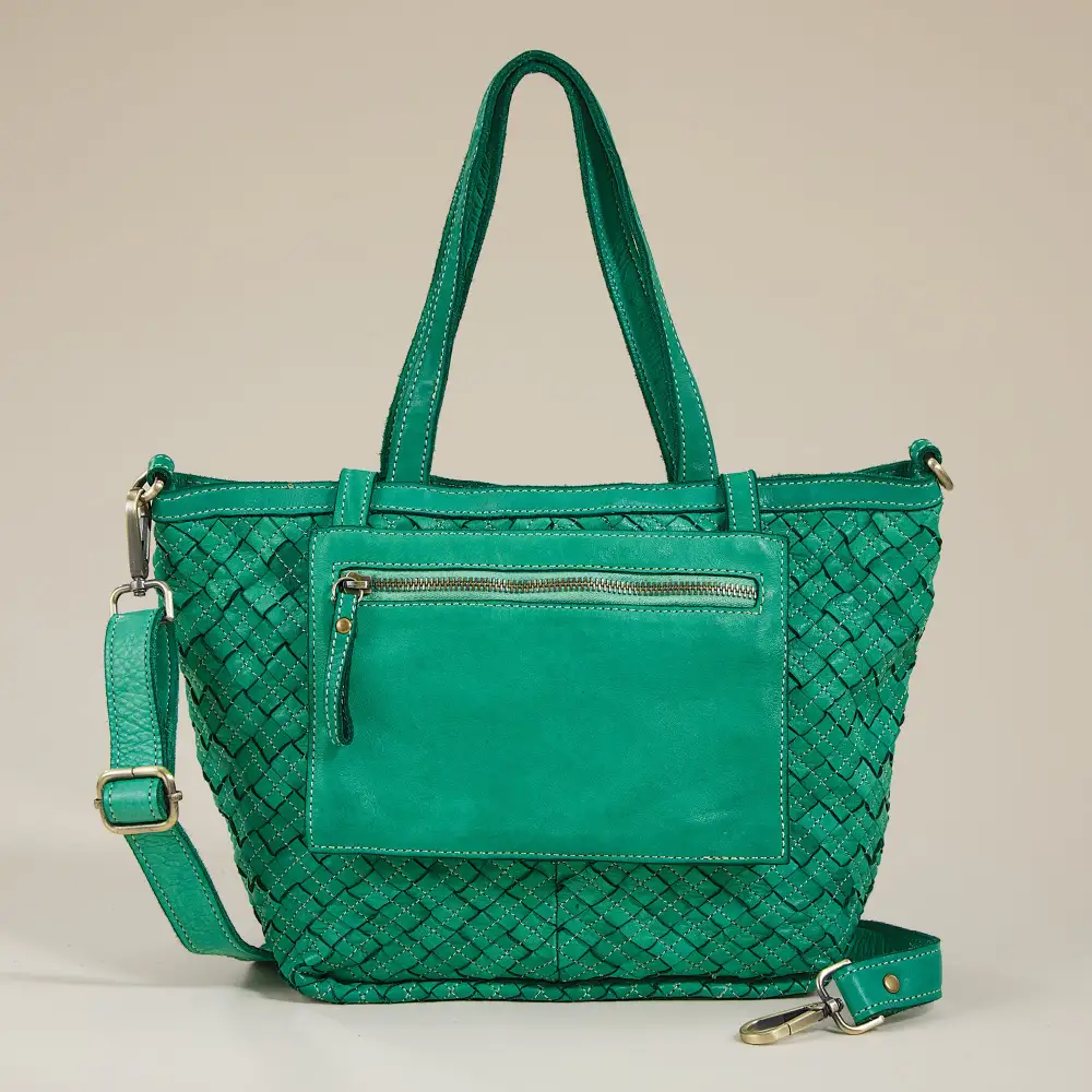 Gallery Inspired Leather Woven Tote Bag