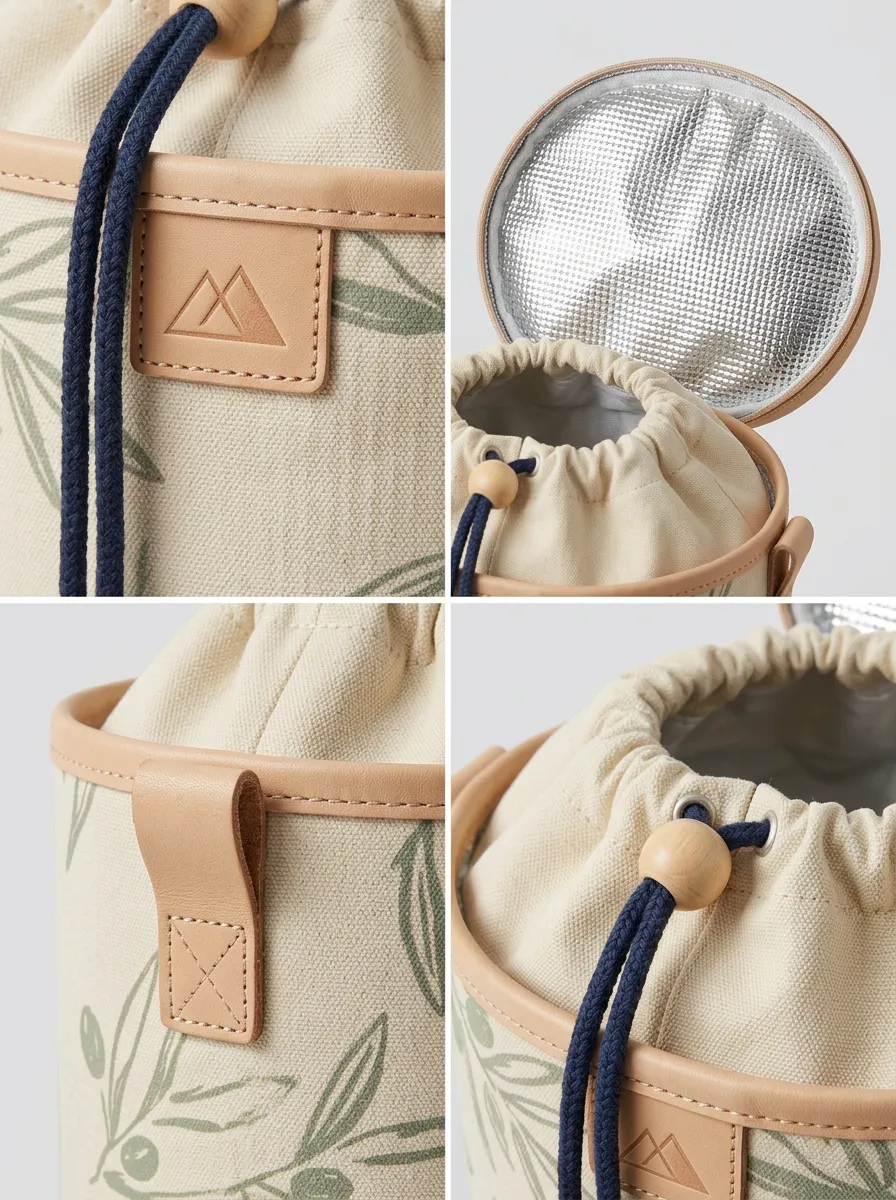 Picnic Lover Olive Branch Pattern Printed Insulated Cooler Bag