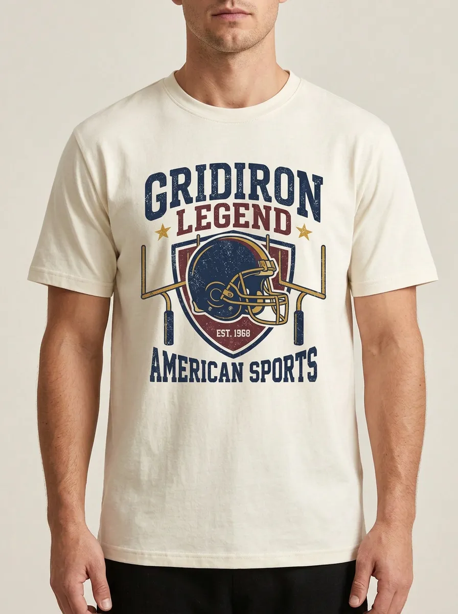 Men's American Football Lover Gridiron Legend Helmet Graphic T-shirt