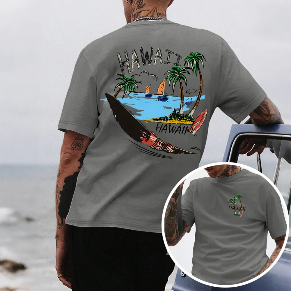 Hawaii Surf Scene Graphic T-Shirt