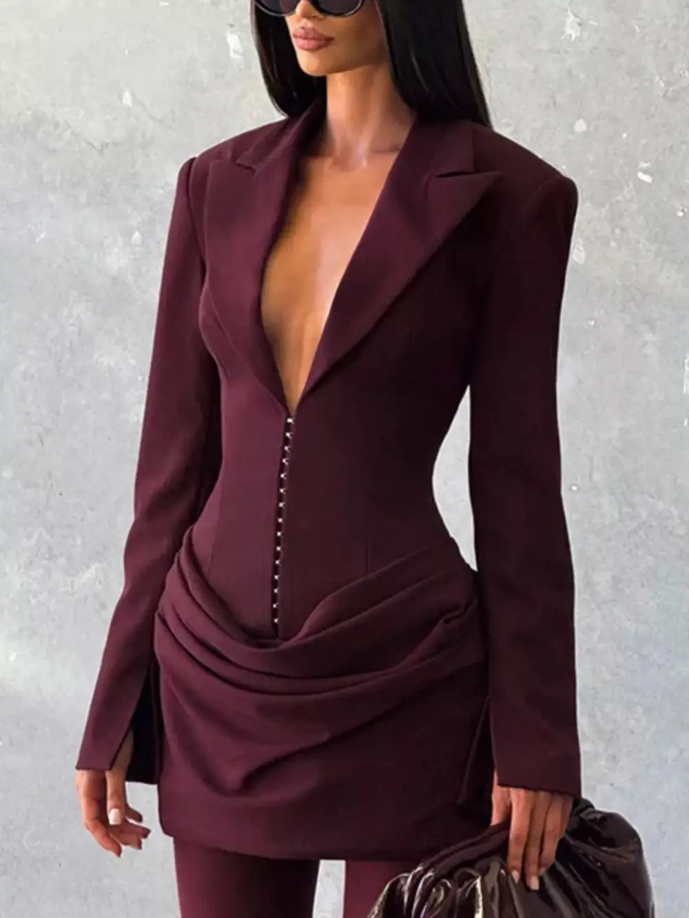 Balanced Detail Long Sleeve Mini Dress