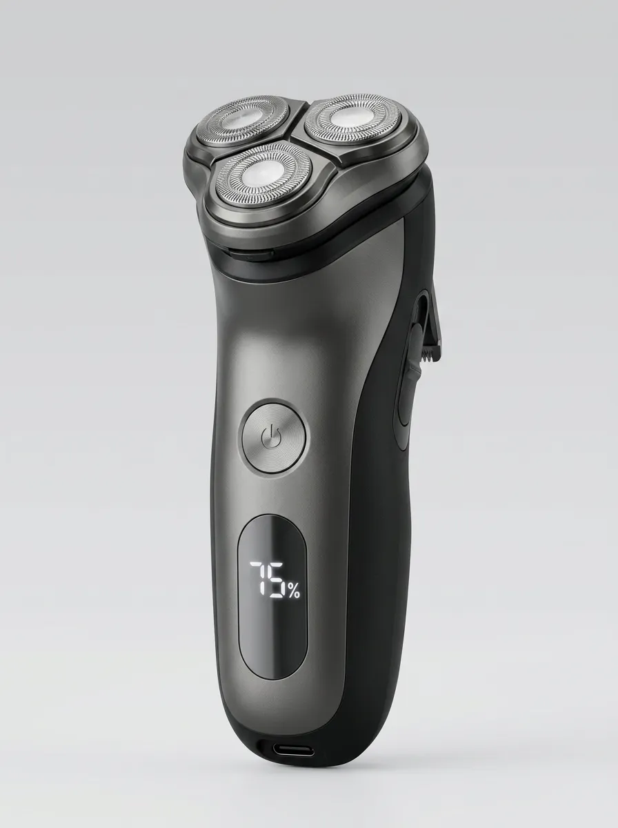 Rotary Triple-Blade LED Display Electric Shaver for Grooming Routines