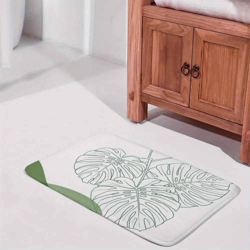 Monstera Line Art Bath Mat