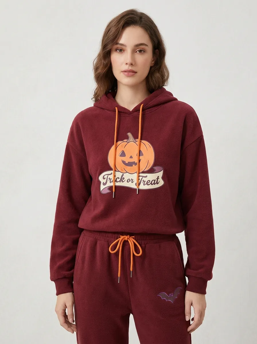 Women's Halloween Pumpkin Trick or Treat Printed Sportswear Set