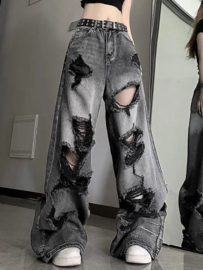 Washed Ripped Boyfriend Jeans