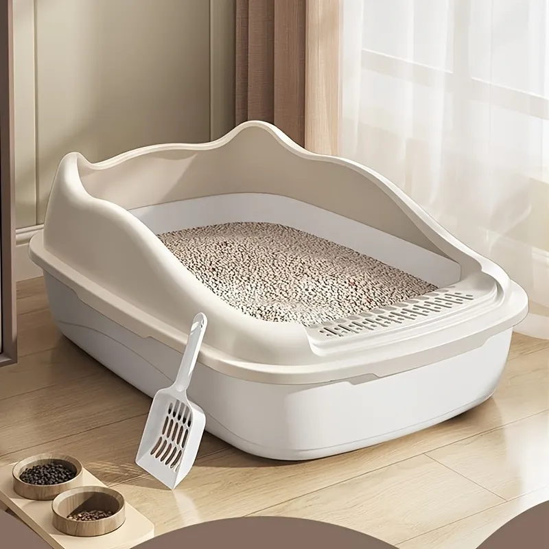 Semi-Enclosed Cat Litter Box with Scoop, Cat Essential for Mess-Reducing Litter Management