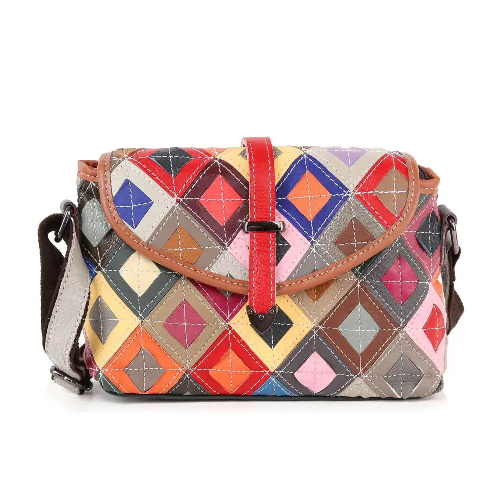 Flap Front Pocketed Leather Shoulder Bag