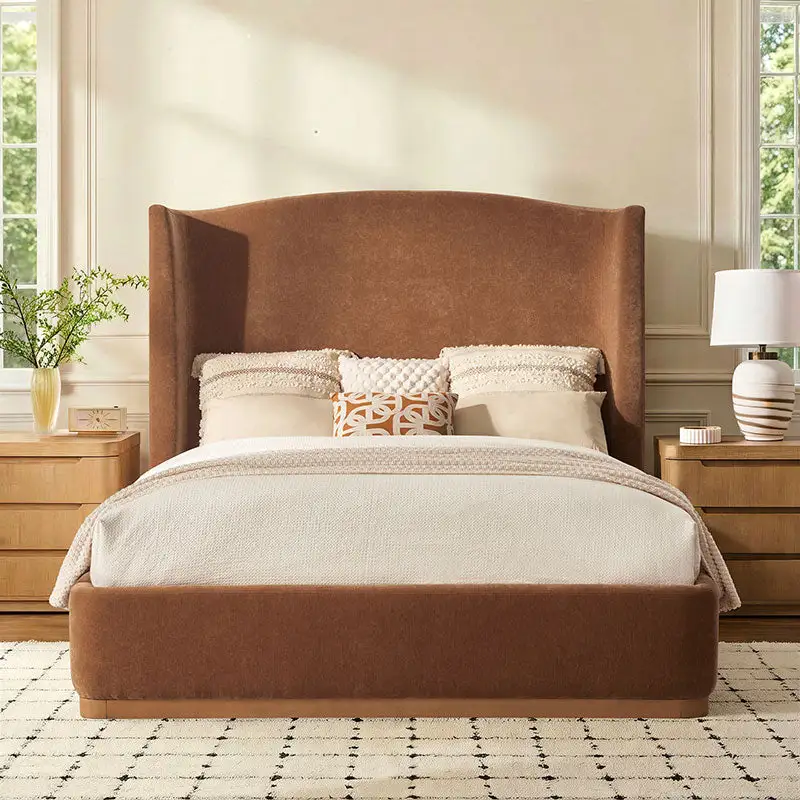 Modern Upholstered Wingback Bed