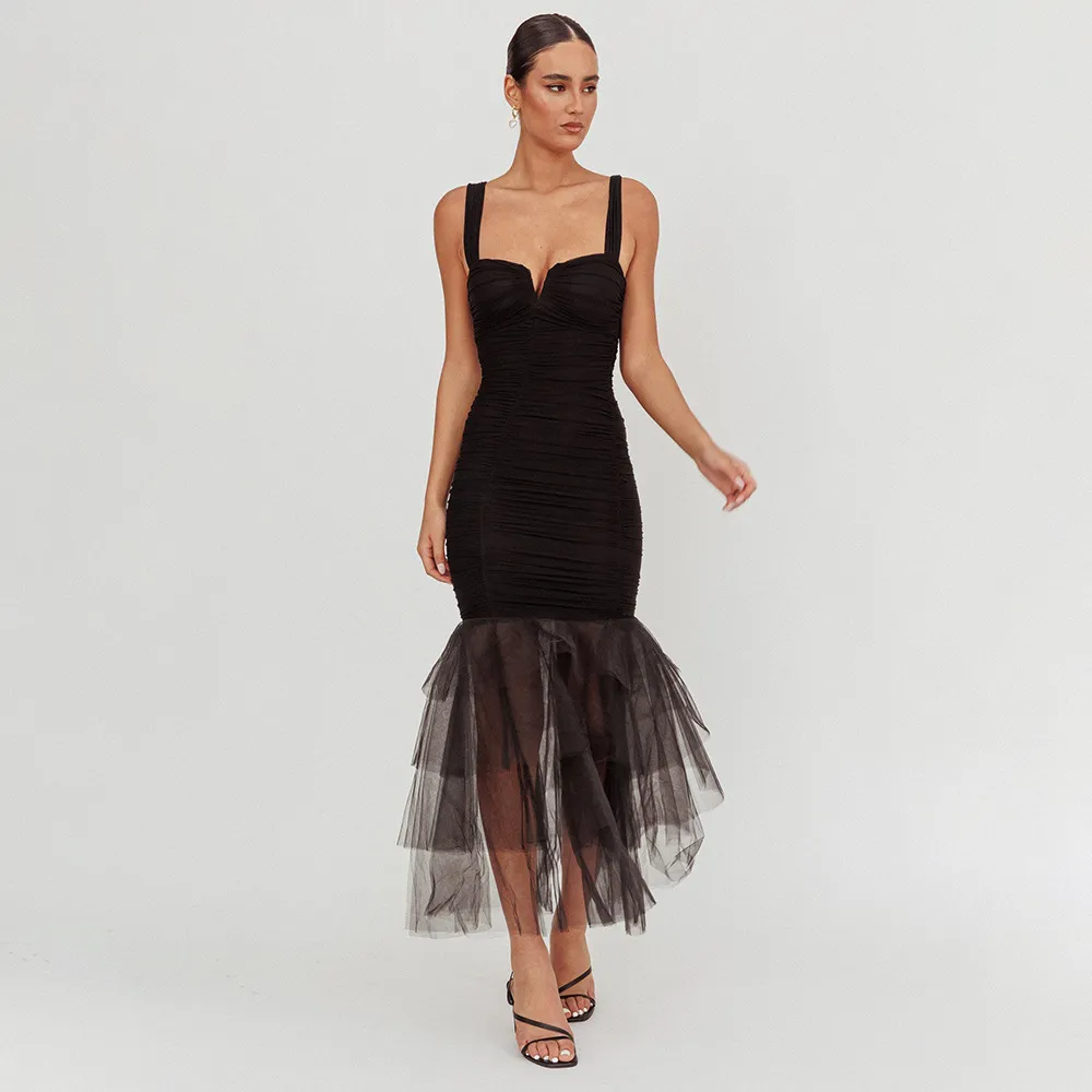 Adela Net-Silk Maxi Dress