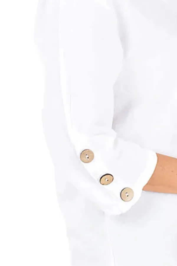 Triple Button Sleeve Crinkle Top