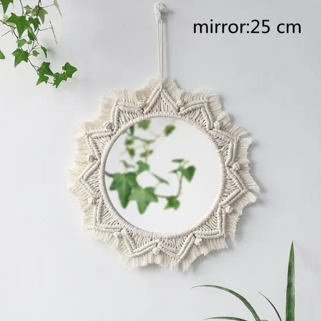 Boho Macrame Wooden Decorative Wall Mirror