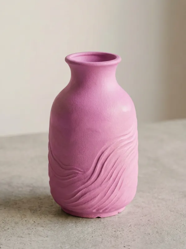 Minimalist Wavy Texture Matte Ceramic Table Vase