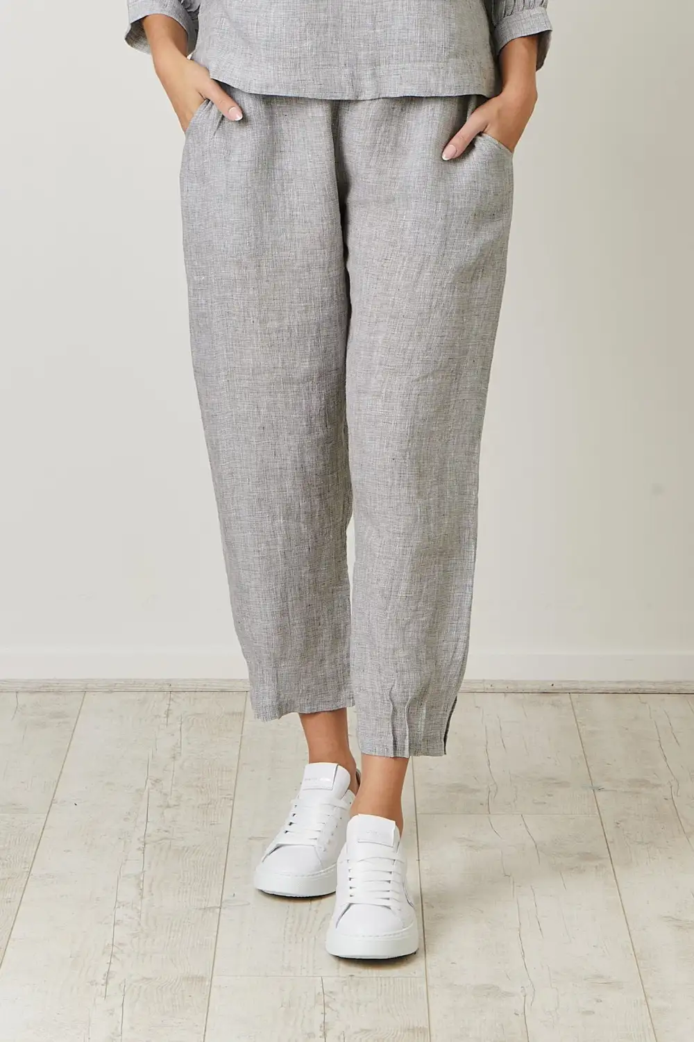 Ga563 Linen Pants In Congo Houndstooth