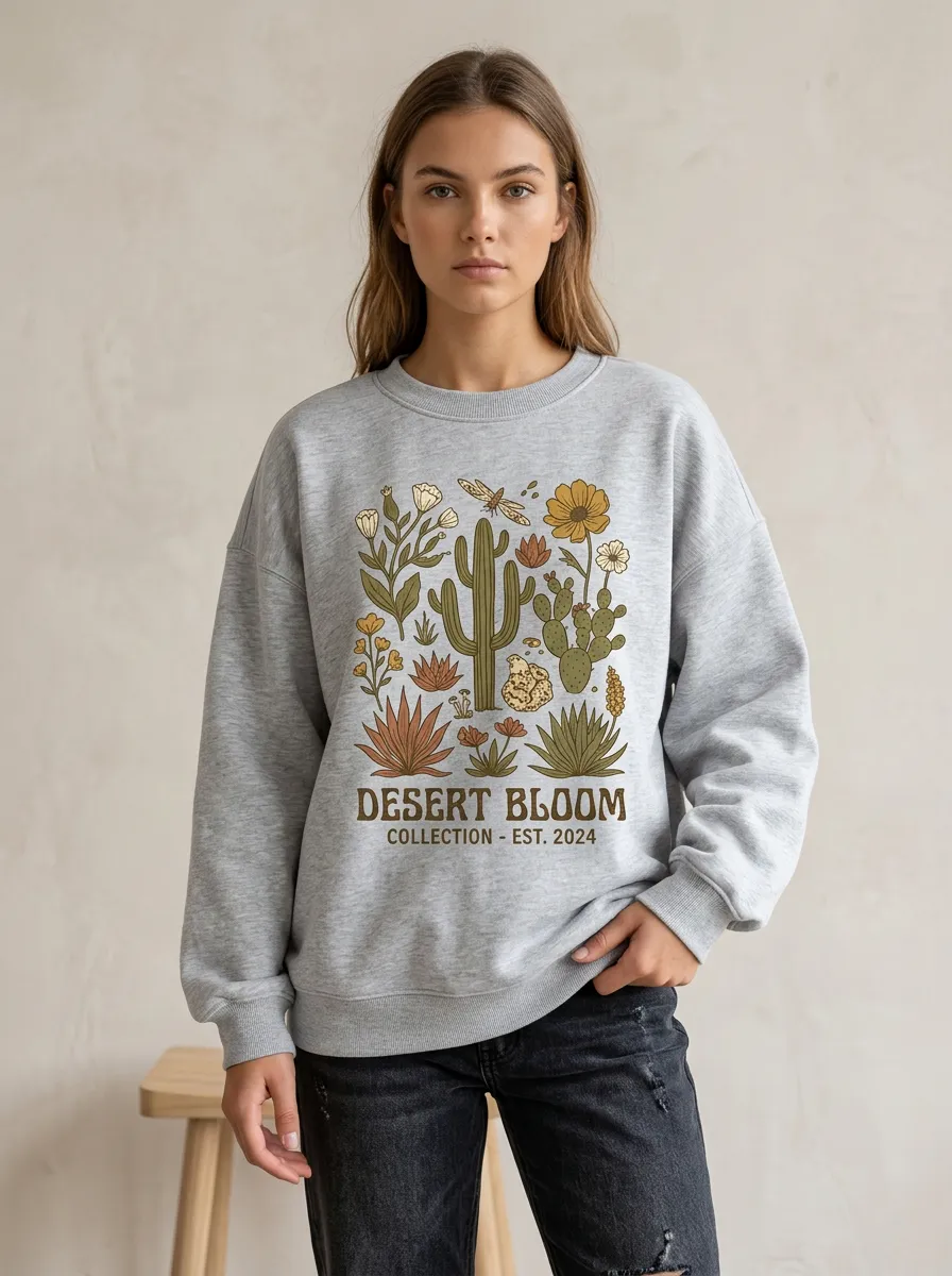 Desert Nature Lover Cactus Flower Sweatshirt