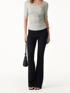 Lyocell-Wool Square Neck Ruched Bra Top