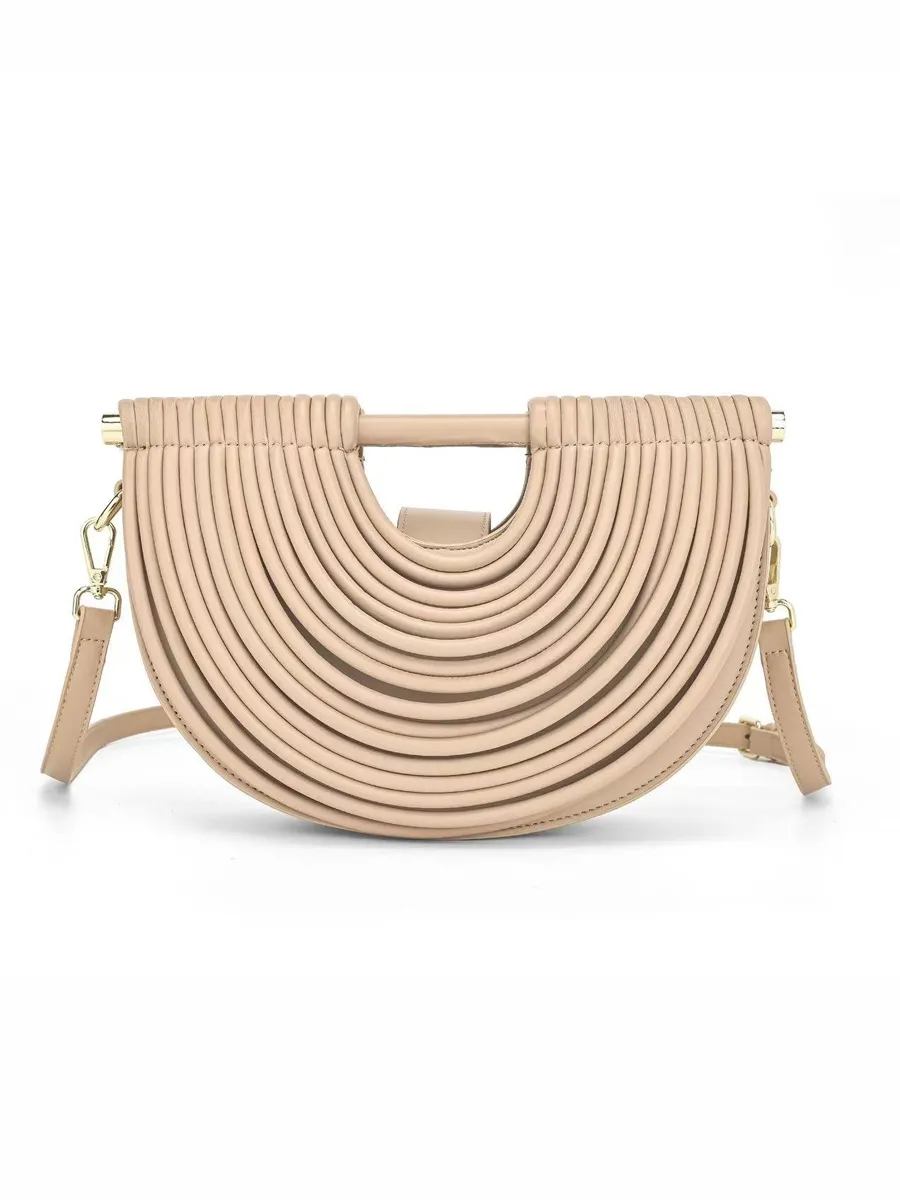 Raquel Semicircular Woven Bamboo Bag