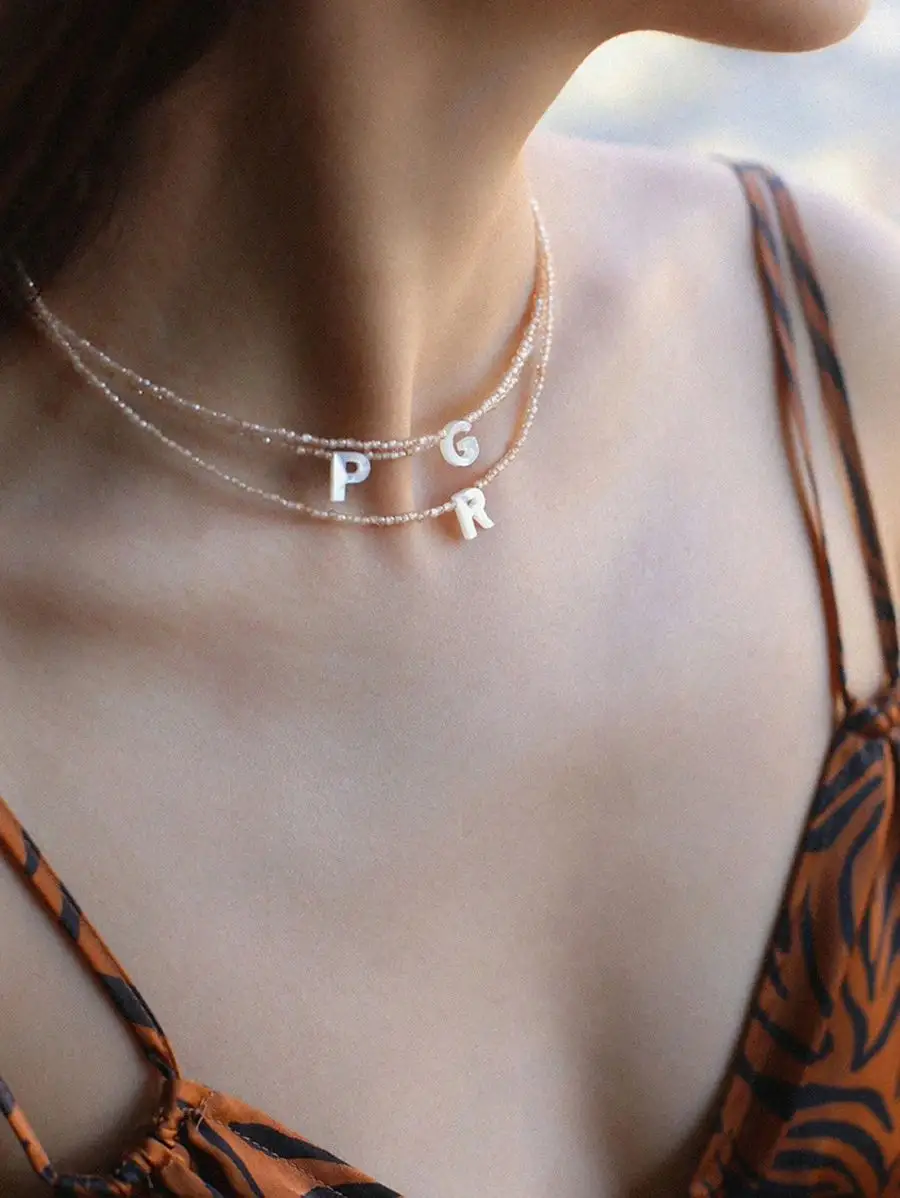 Resin Letter Pendant Necklace