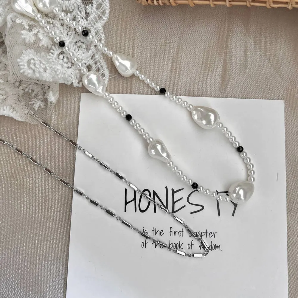 Layered Double Pearl Choker Necklace