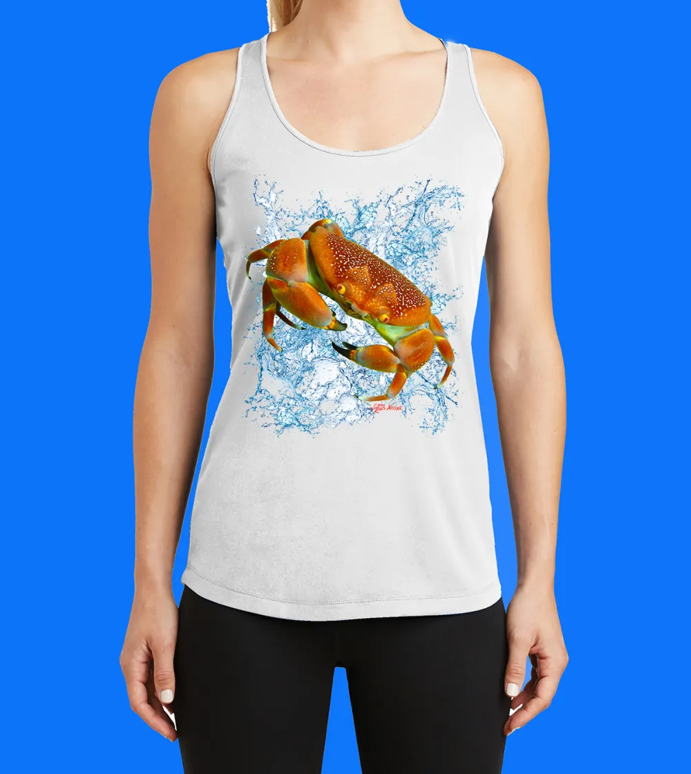 Bat Crab With Splash Printed Racerback Tank Top