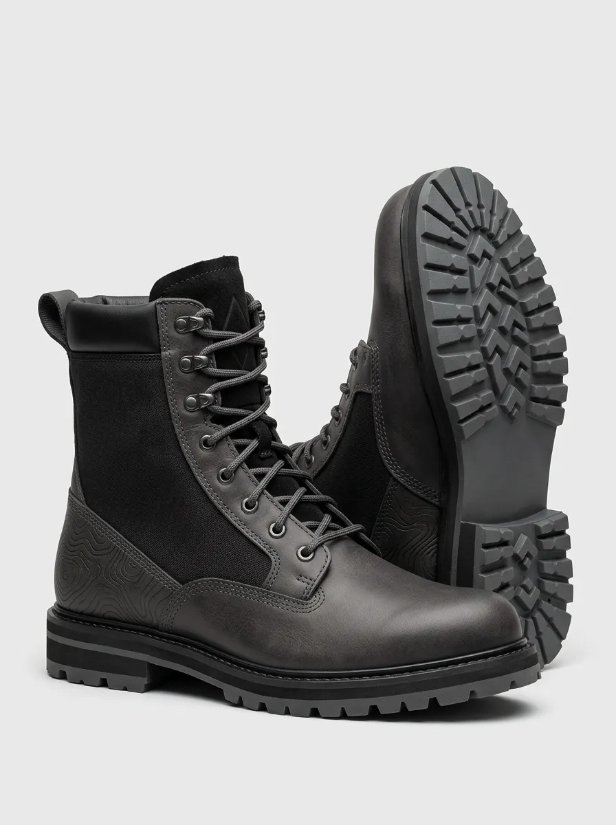 Unisex Contemporary Outdoor Adventure Topographic Pattern Print Work Boots