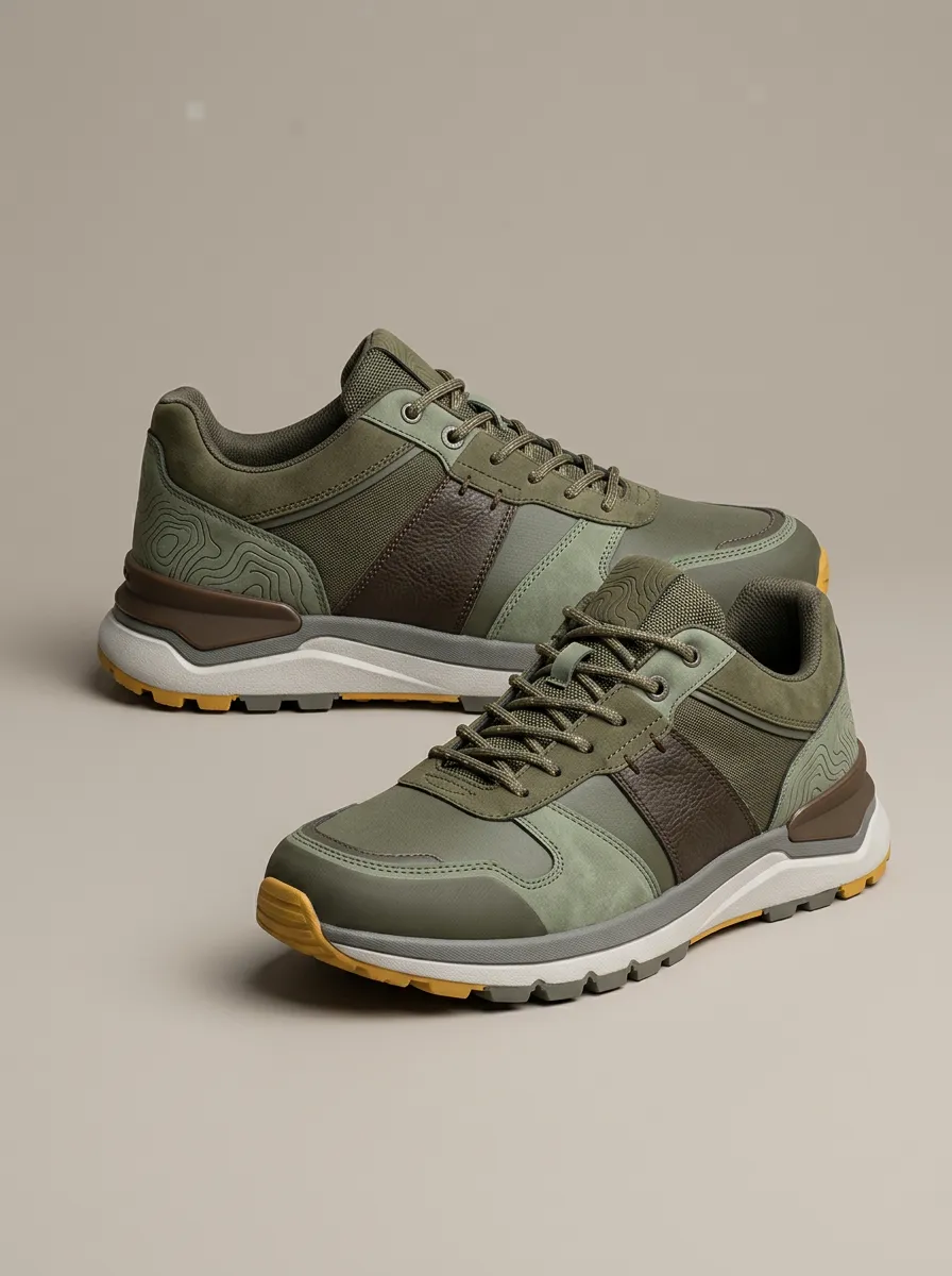 Men's Everyday Outdoor Hiking Topographic Map Print Sneakers
