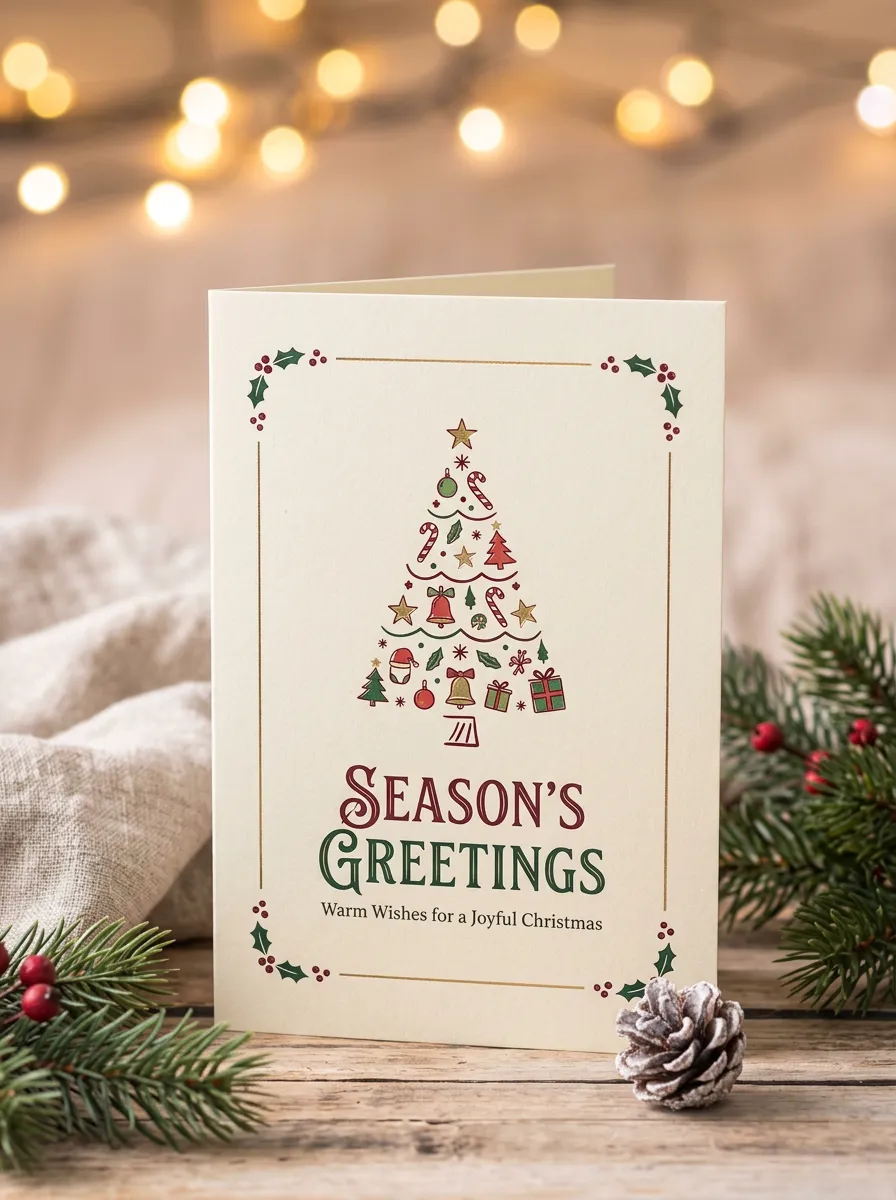 Christmas Season's Greetings Tree Greeting Card