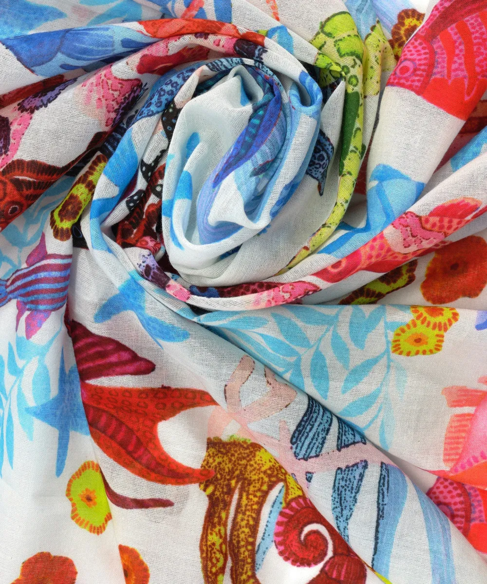 Cream Casual Style Underwater Seas Wrap