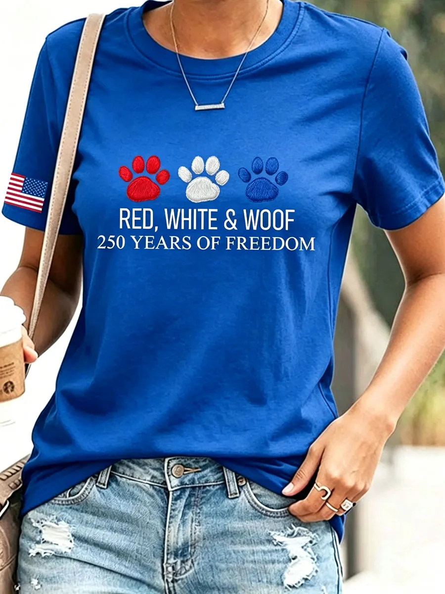 Women's USA 250th Anniversary Puppy Print T-Shirt