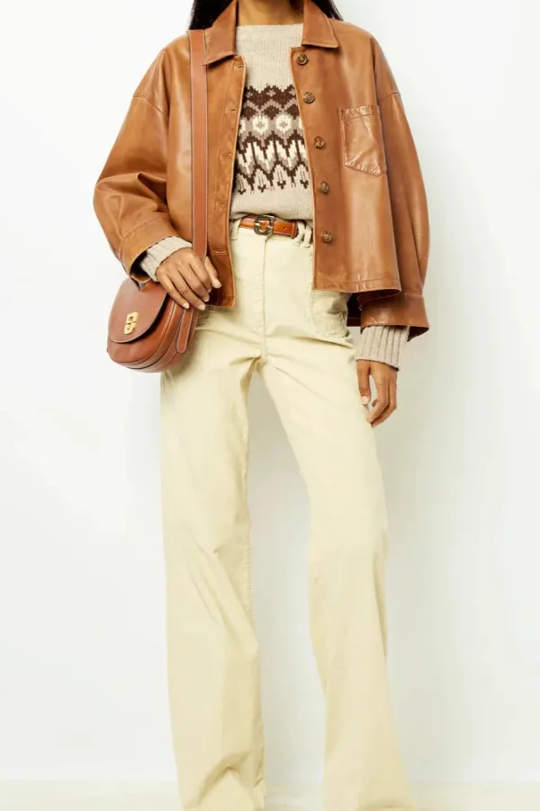 Minimalist Leather Boxy Jacket
