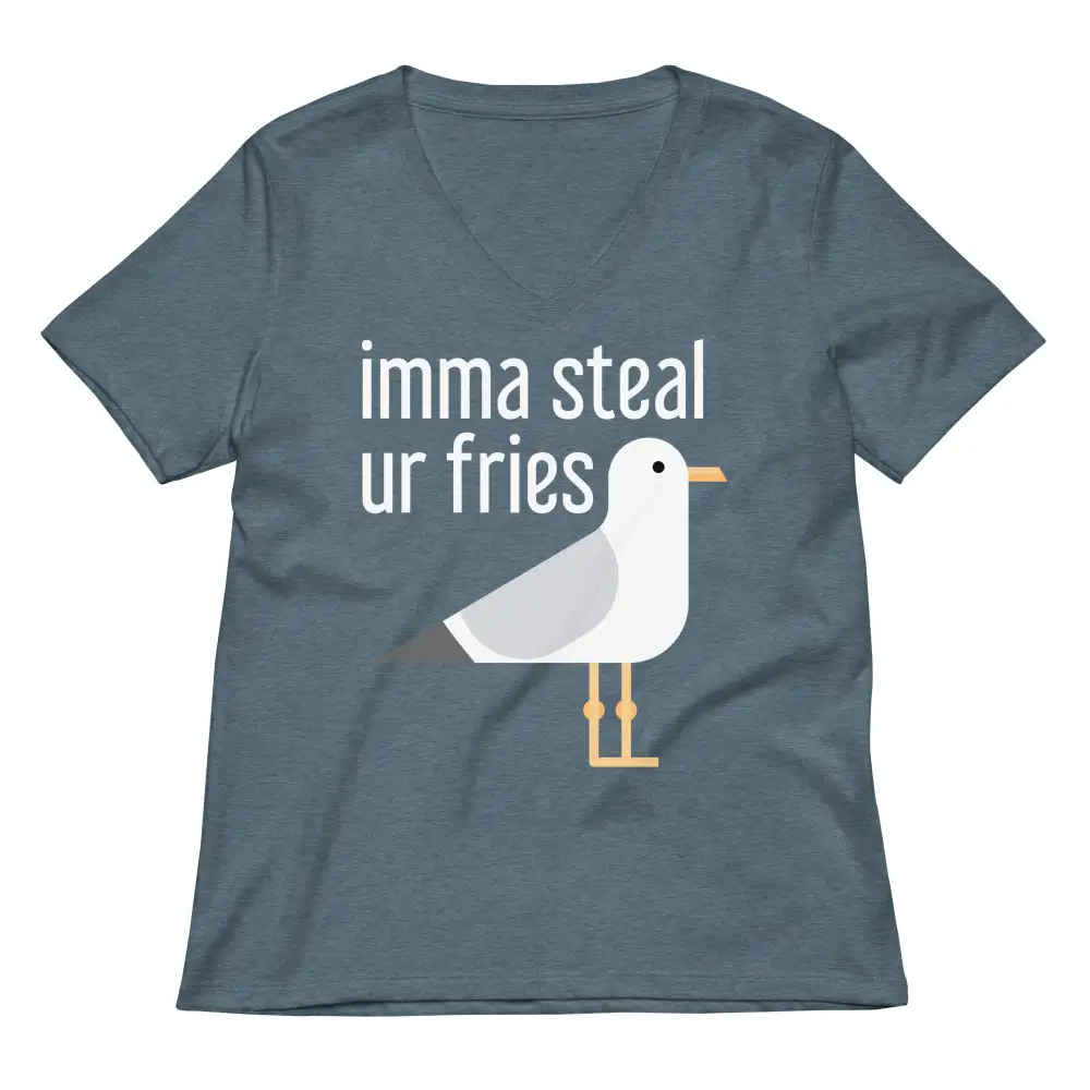 Fries Print V Neck Tee