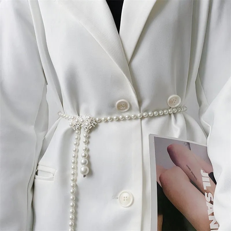 Polished Pearl Cascade Waist Belt
